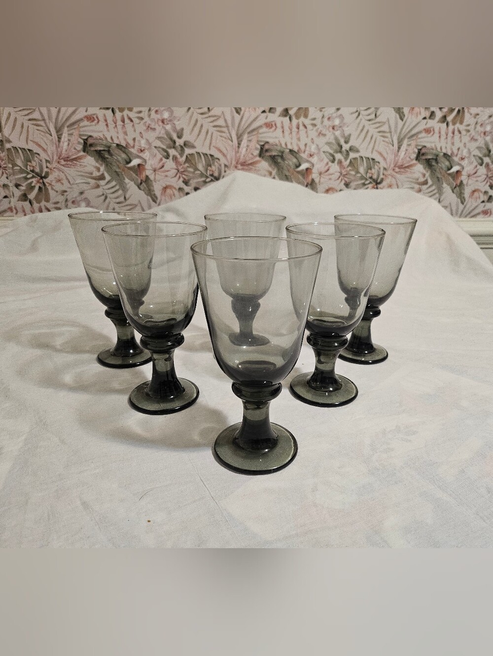 Smoked Black Glass Libbey Nova VTG Water Gobletts